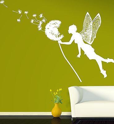 Wall Vinyl Sticker Decal Little Fairy Carries Dandelion Seeds Fly Away Unique Gift (n168)