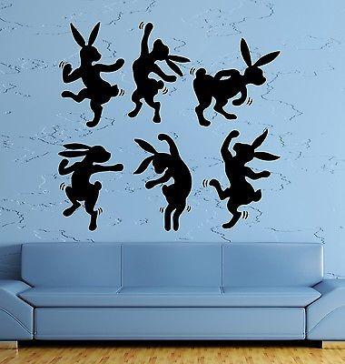 WWall Sticker Rabbit Animal Dance Dancing Cool Pop Art For Living Room Unique Gift (z2606)
