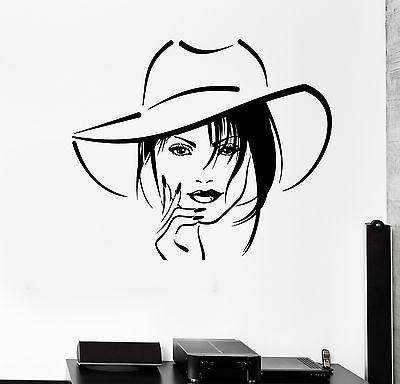 Wall Stickers Beauty Salon Beautiful Sexy Woman Hat Mural Vinyl Decal Unique Gift (ig1990)