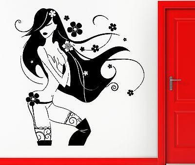 Sexy Hot Naked Teen Woman Girl Flower Decor Wall Stickers Vinyl Decal  (z2256)