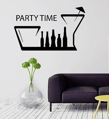 Party Time Bar Kitchen Decor Alcohol Drink Wall Sticker Vinyl Decal Unique Gift (ig2090)