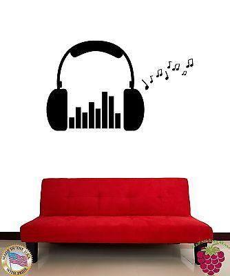 Wall Stickers Vinyl Decal Headphones Music Rock Notes Unique Gift (z1627)