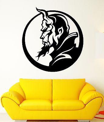 Wall Decal Hell Demon Devil Horns Vampire Profile Darkness Vinyl Decal Unique Gift (ed309)