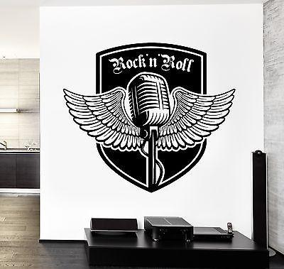 Wall Decal Music Rock Wings MIcrophone Vinyl Sticker Unique Gift (z3588)