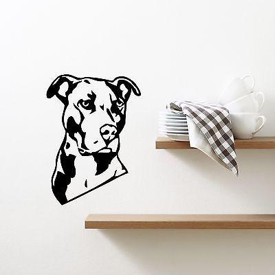Wall Vinyl Sticker Decal Pitbull Dog Animal Pet Personal Guard Decor Unique Gift (m384)