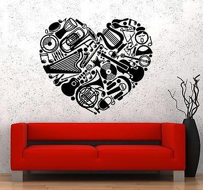 Wall Vinyl Music Hearts I Love Heart Guaranteed Quality Decal Unique Gift (z3564)