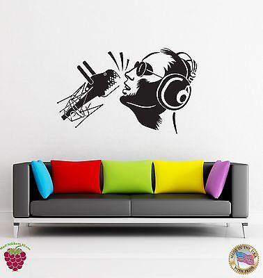 Vinyl Decal Wall Stickers Singer Microphone Headphones Living Room (z1649)