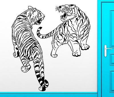 Wall Sticker Vinyl Decal Fighting Tigers African Animals Cool Decor Unique Gift (z2497)