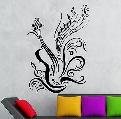 Wall Stickers Vinyl Decal Guitar Sheet Music Coolest Room Decor Unique Gift (ig965)