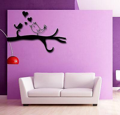 Vinyl Decal Wall Stickers Birds Heart Tree Branch Singing Romantic Decor Unique Gift (z1818)
