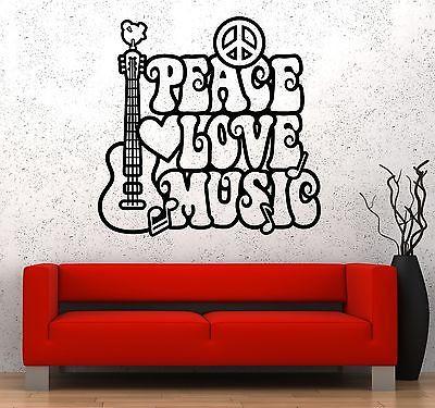 Wall Vinyl Music Hippie Peace Love Flower Guaranteed Quality Decal Unique Gift (z3524)