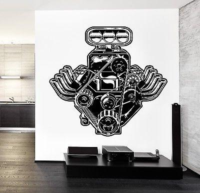 Wall Sticker Car Motor Engine Mechanic Auto Speed Cool Vinyl Decal Uni ...