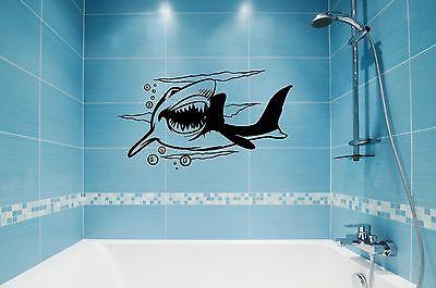 Wall Stickers Vinyl Decal Shark Predator Marine Cool Bathroom Decor (ig893)