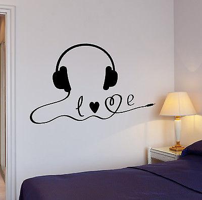 Wall Decal Music Headphones Stereo Player Sound Headset Vinyl Stickers Unique Gift (ed161)