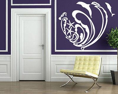 Wall Sticker Vinyl Decal Wave Dolphin Sea Star Meduza Ocean Decor Unique Gift (n059)