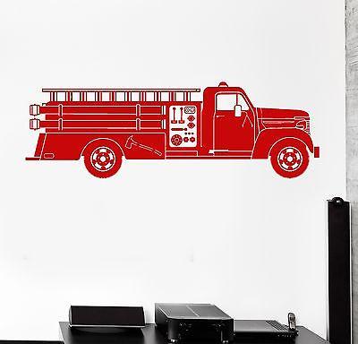 Vinyl Decal Cool Fire Fighter Truck Hot Ride Decoration for Boy's Room Unique Gift (ig2017)