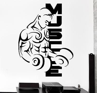 Wall Sticker Sport Muscle Bodybuilding Dumbell Barbell Vinyl Decal Unique Gift (z2988)
