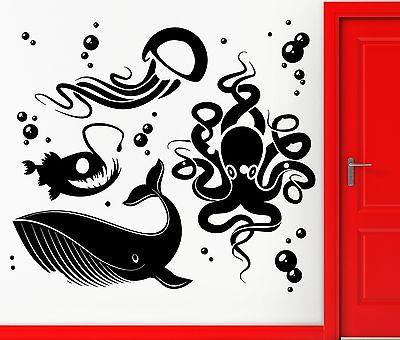 Wall Stickers Vinyl Decal Ocean Fish Whale Octopus Jellyfish Decor Unique Gift (z2372)