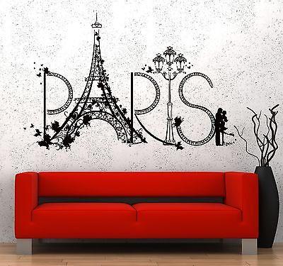 Wall Decal Paris Eiffel Tower France Romantic Love Vinyl Decal Unique Gift (z3111)