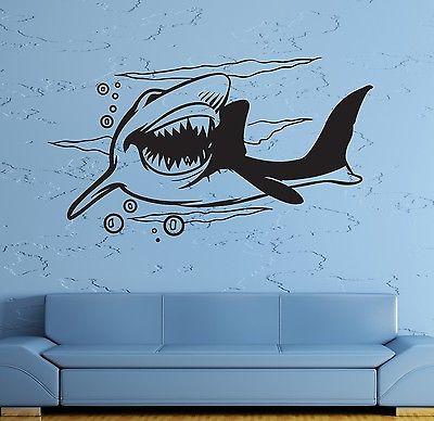 Wall Stickers Vinyl Decal Shark Predator Animal Ocean Sea Marine Decor Unique Gift (ig893)