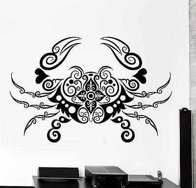 Wall Decal Crab Sea Lake Ornament Tribal Mural Vinyl Decal Unique Gift (z3199)