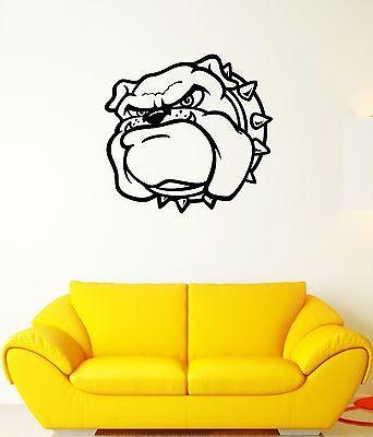 Wall Decal Angry Dog Bulldog Pet Collar Studs Guard Mural Vinyl Stickers Unique Gift (ed184)