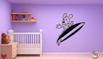 Wall Sticker Dog Puppy on a Serf Board Serfing for Kids Unique Gift z1385