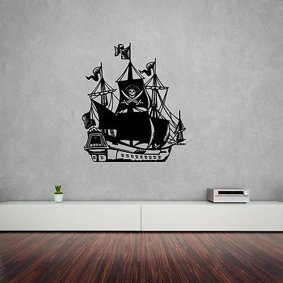 Wall Stickers Vinyl Decal Pirate Ship Ocean Sea For Kids Unique Gift i ...