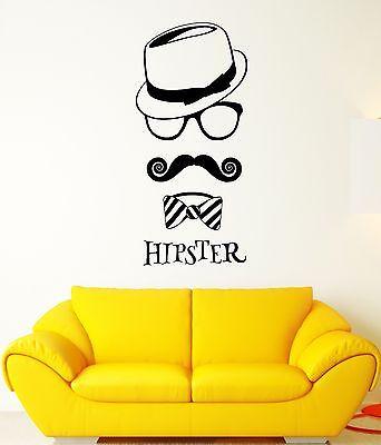 Wall Decal Hipster Fashion Glasses Moustache Butterfly Vinyl Stickers Unique Gift (ed115)