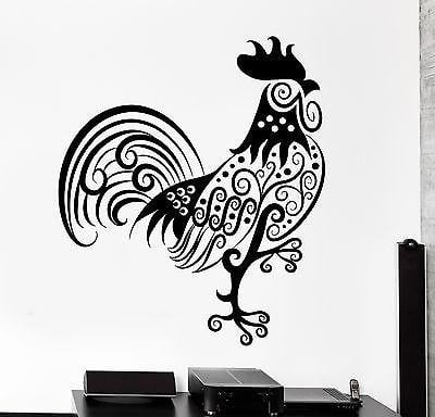 Wall Decal Rooster Cock Animal Ornament Tribal Mural Vinyl Decal Unique Gift (z3301)