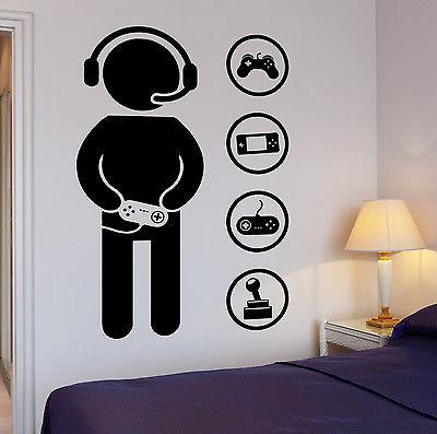 Gamer Wall Decal Game Joystick Gaming Room Vinyl Sticker for Boy's Room Unique Gift (z2812)