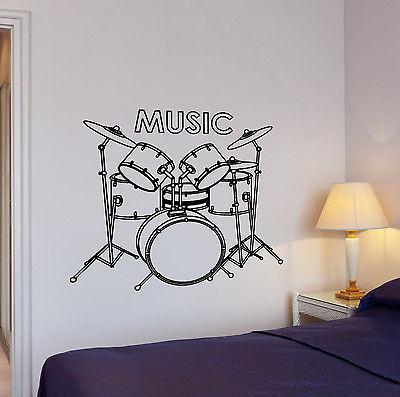 Wall Decal Music Rock Drums Drummer Rhythm Drumsticks Vinyl Stickers Unique Gift (ed107)