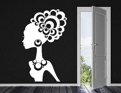 Wall Sticker Vinyl Decal Beautiful Woman Ethnic Hair Jewelry Ornaments Unique Gift (n047)