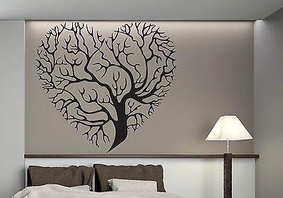 Wall Vinyl Sticker Decor Abstract Image Tree Branch Formed Heart Shape  Unique Gift (n184)