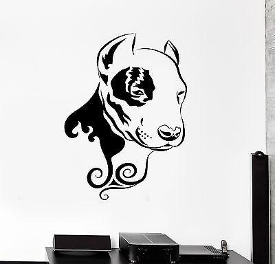 Wall Decal Dog Pitbull Animal Floral Ornament Tribal Mural Vinyl Decal Unique Gift (z3310)