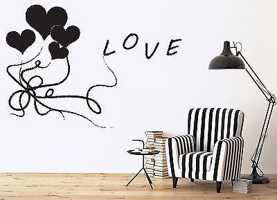 Wall Sticker Vinyl Decal Sign Love Air Balloons Heart Ribbon Bows Unique Gift (n289)