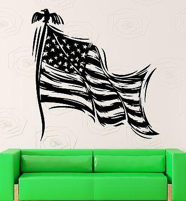Vinyl Decal United States Flag Country Symbol Eagle Wall Stickers Unique Gift (ig2334)