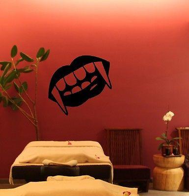 Wall Stickers Vinyl Decal Vinyl Fantasy Tale Vampire Fangs Lips (ig988)