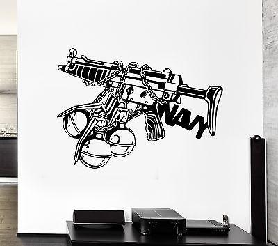 Wall Decal Weapons Grenades Automatic War Army Shooting Vinyl Stickers Unique Gift (ed131)