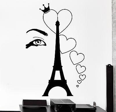 Wall Decal Paris Eiffel Tower Eye Sexy Heart Romantic Vinyl Decal Unique Gift (z3120)