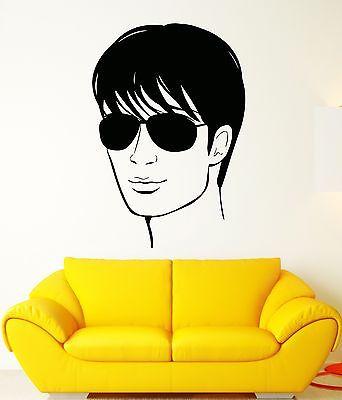 Wall Sticker Vinyl Decal Cool Handsome Man In Glasses Hair Salon Decor Unique Gift (z1052)