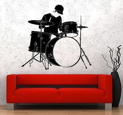 Wall Vinyl Music Drum Drummer Guaranteed Quality Decal Unique Gift (z3498)