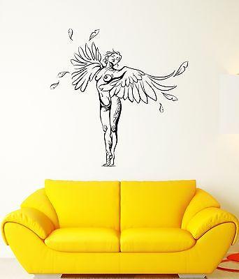 Wall Decal Sexy Girl Angel Wings Nude Tattoo Symbolism Vinyl Stickers Unique Gift (ed111)