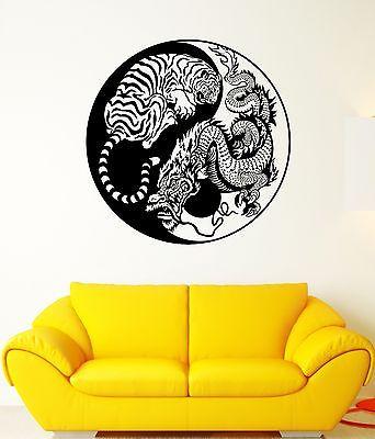 Wall Decal Dragon Beast Tiger Scale Power China Yin Yang Vinyl Stickers Unique Gift (ed066)