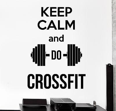 Wall Sticker Crossfit Quote Barbell Dumbell Keep Calm Vinyl Decal Unique Gift (z2986)