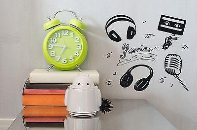 Vinyl Wall Sticker Attributes Microphone Headphones Music Cassette Notes Unique Gift (n324)