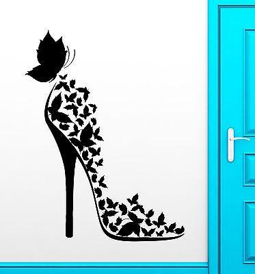 Shoe Vinyl Decal Fashion Butterfly Shopping Beauty Style Wall Stickers Unique Gift (ig2340)