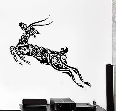 Wall Decal Deer Animal Floral Ornament Tribal Mural Vinyl Decal Unique Gift (z3309)