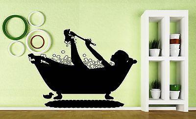 Wall Sticker Vinyl Decal Girl Bath Water Bubbles Duck Sponge Brush Soap Unique Gift (n081)