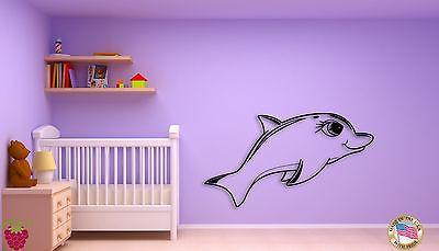 Wall Sticker Baby Dolphin With Lashes For Kids Nursery Room  Unique Gift z1449